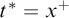 t Superscript asterisk Baseline equals x Superscript plus