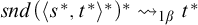 s n d left parenthesis left angle bracket s Superscript asterisk Baseline comma t Superscript asterisk Baseline right angle bracket Superscript asterisk Baseline right parenthesis Superscript asterisk Baseline right squiggle arrow Subscript 1 beta Baseline t Superscript asterisk