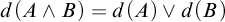 d left parenthesis upper A and upper B right parenthesis equals d left parenthesis upper A right parenthesis or d left parenthesis upper B right parenthesis
