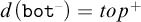 d left parenthesis backslash texttt b o t Superscript minus Baseline right parenthesis equals t o p Superscript plus