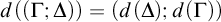 d left parenthesis left parenthesis upper Gamma semicolon upper Delta right parenthesis right parenthesis equals left parenthesis d left parenthesis upper Delta right parenthesis semicolon d left parenthesis upper Gamma right parenthesis right parenthesis