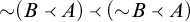 Not open parenthesis B less than A close parenthesis less than open parenthesis not B less than A close parenthesis