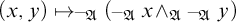 left parenthesis x comma y right parenthesis right arrow from bar minus German upper A Subscript left parenthesis Baseline minus German upper A Subscript x Baseline and Subscript German upper A Baseline minus German upper A Subscript y Baseline right parenthesis