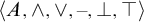 left angle bracket upper A comma and comma or comma minus comma up tack comma down tack right angle bracket