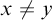x not equals y