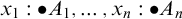 x 1 colon bullet upper A 1 comma midline horizontal ellipsis comma x Subscript n Baseline colon bullet upper A Subscript n Baseline