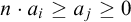 n dot a Subscript i Baseline greater than or equals a Subscript j Baseline greater than or equals 0