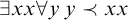 there exists x x for all y y precedes x x