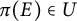 pi left parenthesis upper E right parenthesis element of upper U