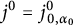 j Superscript 0 Baseline equals j Subscript 0 comma alpha 0 Superscript 0