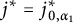 j Superscript asterisk Baseline equals j Subscript 0 comma alpha 1 Superscript asterisk