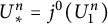 upper U Subscript asterisk Baseline n Superscript equals Baseline j Superscript 0 Baseline left parenthesis upper U 1 Superscript n Baseline right parenthesis