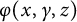 phi left parenthesis x comma gamma comma z right parenthesis