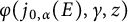 phi left parenthesis j Subscript 0 comma alpha Baseline left parenthesis upper E right parenthesis comma gamma comma z right parenthesis