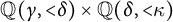 double struck upper Q left parenthesis gamma comma less than delta right parenthesis times double struck upper Q left parenthesis delta comma less than kappa right parenthesis