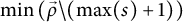ModifyingBelow min With left parenthesis ⃑ rho divided by left parenthesis max Underscript s Endscripts right parenthesis plus 1 right parenthesis right parenthesis