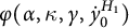 phi left parenthesis alpha comma kappa comma gamma comma ̇ y 0 Superscript upper H 1 Baseline right parenthesis