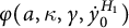 phi left parenthesis a comma kappa comma gamma comma ̇ y 0 Superscript upper H 1 Baseline right parenthesis