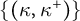 left brace left parenthesis kappa comma kappa Superscript plus Baseline right parenthesis right brace