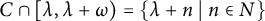 upper C intersection lamda comma lamda plus omega right parenthesis equals StartSet lamda plus n tilde vertical bar tilde n element of upper N EndSet
