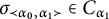 sigma Subscript precedes alpha 0 comma alpha 1 succeeds Baseline element of upper C Subscript alpha 1