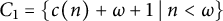 upper C 1 equals StartSet c left parenthesis n right parenthesis plus omega plus 1 tilde vertical bar tilde n less than omega EndSet