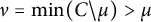 nu equals min Underscript upper C Endscripts backslash mu right parenthesis greater than mu