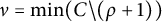nu equals min Underscript upper C Endscripts backslash left parenthesis rho plus 1 right parenthesis right parenthesis