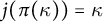 j left parenthesis pi left parenthesis kappa right parenthesis right parenthesis equals kappa
