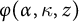 phi left parenthesis alpha comma kappa comma z right parenthesis