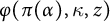 phi left parenthesis pi left parenthesis alpha right parenthesis comma kappa comma z right parenthesis