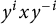 y Superscript i Baseline x y Superscript negative i