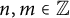 n comma m element of double struck upper Z