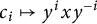 c Subscript i Baseline right arrow from bar y Superscript i Baseline x y Superscript negative i