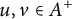 u comma v element of upper A Superscript plus