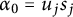 alpha 0 equals u Subscript j Baseline s Subscript j