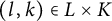 left parenthesis l comma k right parenthesis element of upper L times upper K