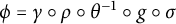phi equals gamma ring rho ring theta Superscript negative 1 Baseline ring g ring sigma