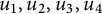 u 1 comma u 2 comma u 3 comma u 4