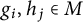 g Subscript i Baseline comma h Subscript j Baseline element of upper M