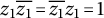 z 1 z 1 overbar equals z 1 overbar z 1 equals 1