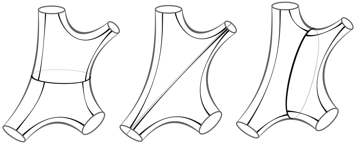 Three-panel line drawing shows a hexagonal surface with a horizontal cut, then a diagonal cut, then the surface rejoined along a new edge.
