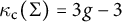 kappa Subscript normal c Baseline left parenthesis upper Sigma right parenthesis equals 3 g minus 3