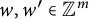 w comma w prime element of double struck upper Z Superscript m