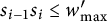 s Subscript i minus 1 Baseline s Subscript i Baseline less than or equals w Subscript max Baseline prime