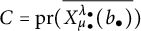 upper C equals backslash operatorname p r left parenthesis ModifyingAbove upper X Subscript mu Sub Subscript bullet Subscript Superscript lamda Super Subscript bullet Superscript Baseline left parenthesis b Subscript bullet Baseline right parenthesis With bar right parenthesis