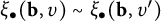 xi Subscript bullet Baseline left parenthesis bold b comma upsilon right parenthesis tilde xi Subscript bullet Baseline left parenthesis bold b comma upsilon prime right parenthesis
