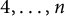 4 comma midline horizontal ellipsis comma n