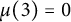 mu left parenthesis 3 right parenthesis equals 0