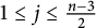 1 less than or equals j less than or equals StartFraction n minus 3 Over 2 EndFraction
